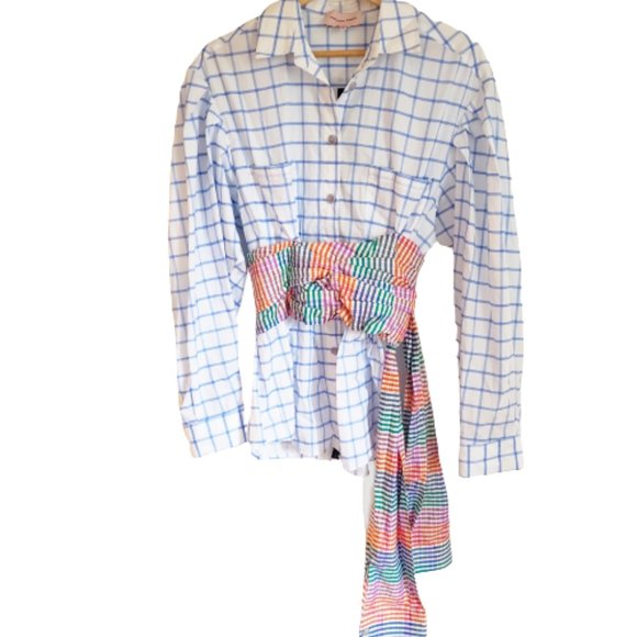 Natasha Zinko Blouse Check Print Corset Wrap Blouse - Picture 5 of 15